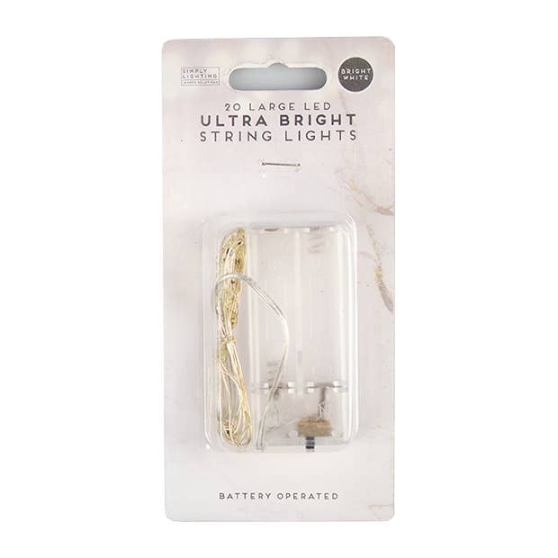 LMT-UK – wholesale String lights – 20 Large LED Ultra Bright Battery Operated Lights - Bright White