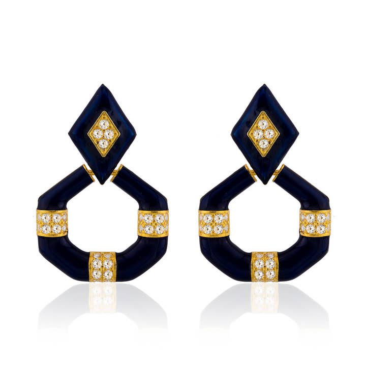 Orecchini a Goccia Geometrici con Zircone per la vendita all'ingrosso da parte di Milou Jewelry