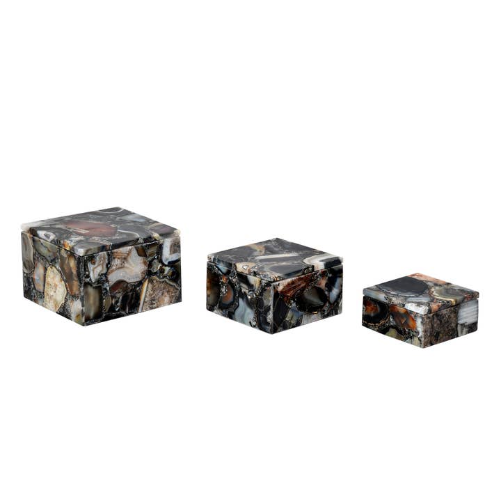 Black Agate Composite Square Box for wholesale by OUTPOST ORIGINAL