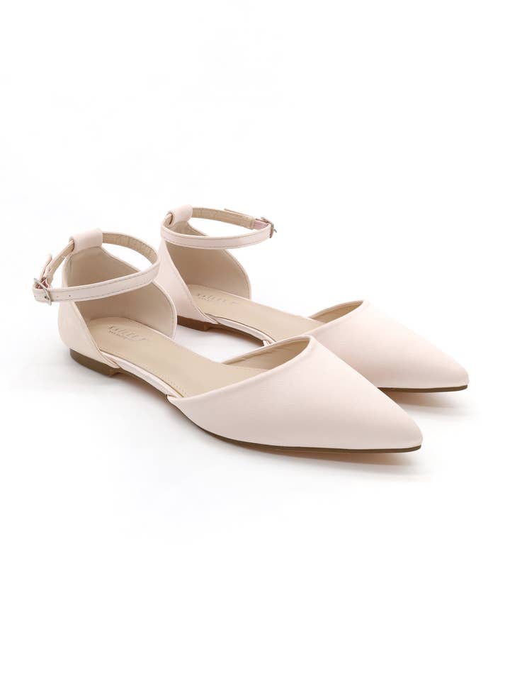Kailee P. - Wholesale Flats - Women's - Satin Pointy Toe Flats with Ankle Strap42