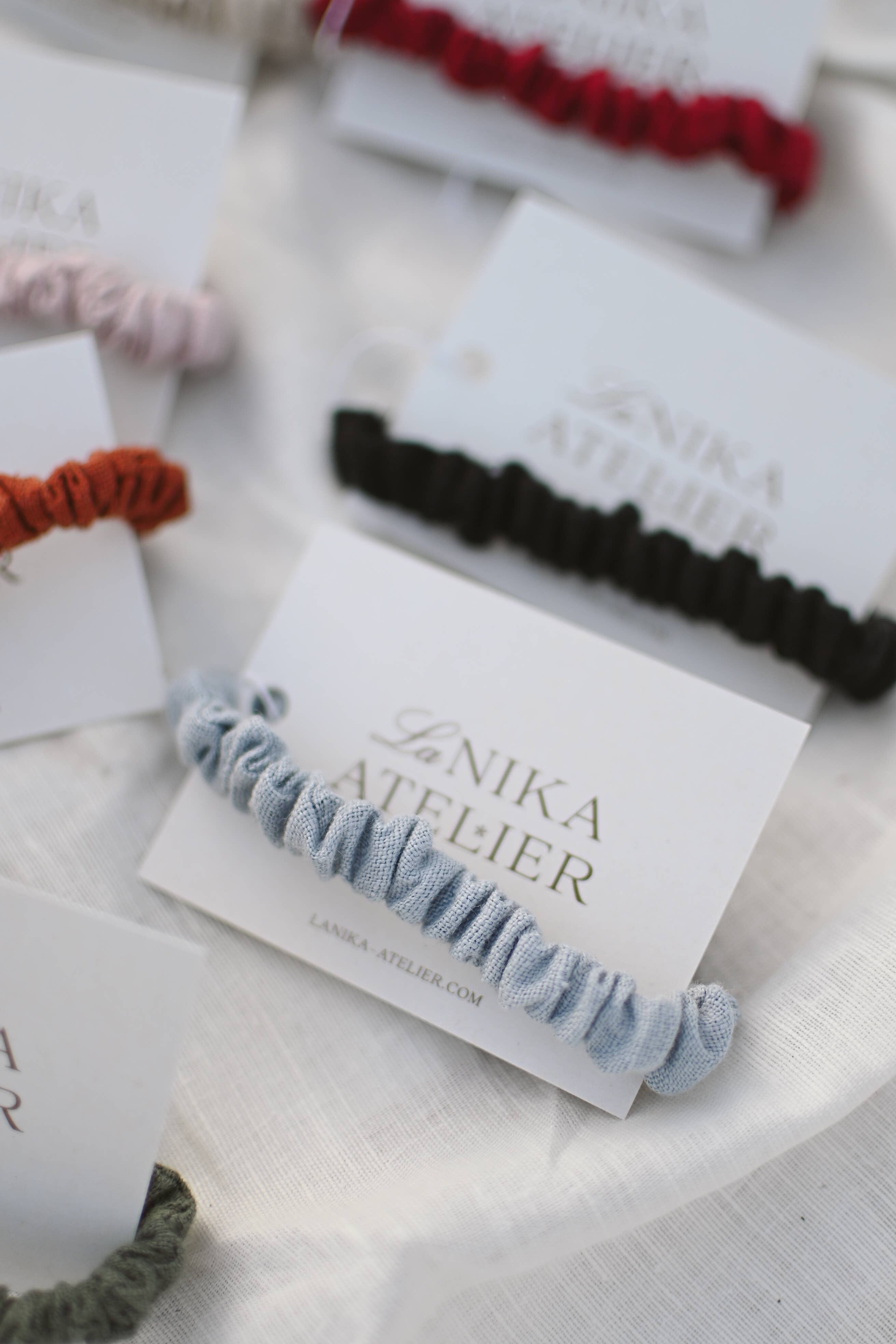 Lanika Atelier, Nika Korošec s.p. - Wholesale Hair Tie - Skinny 100% Linen Hair Elastic, No Plastic Scrunchies 18