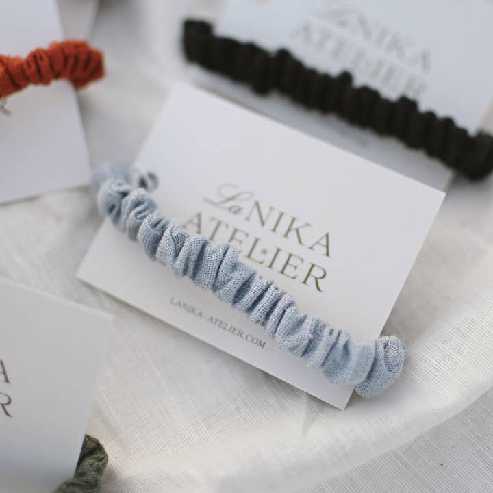 Lanika Atelier, Nika Korošec s.p. - Wholesale Hair Tie - Skinny 100% Linen Hair Elastic, No Plastic Scrunchies 18