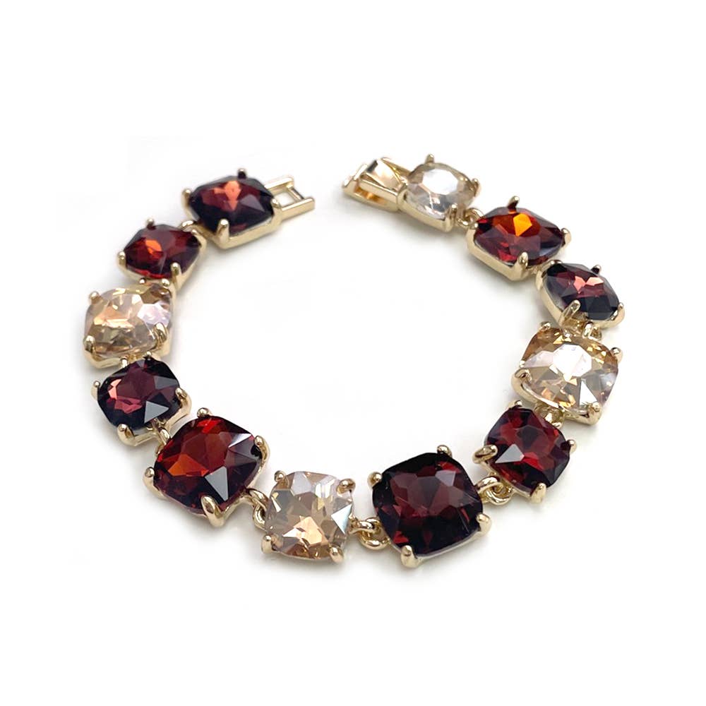 StarryNYC - Wholesale Link & Chain Bracelet - Cushion Cut Glass Crystal Linked Station Bracelet7