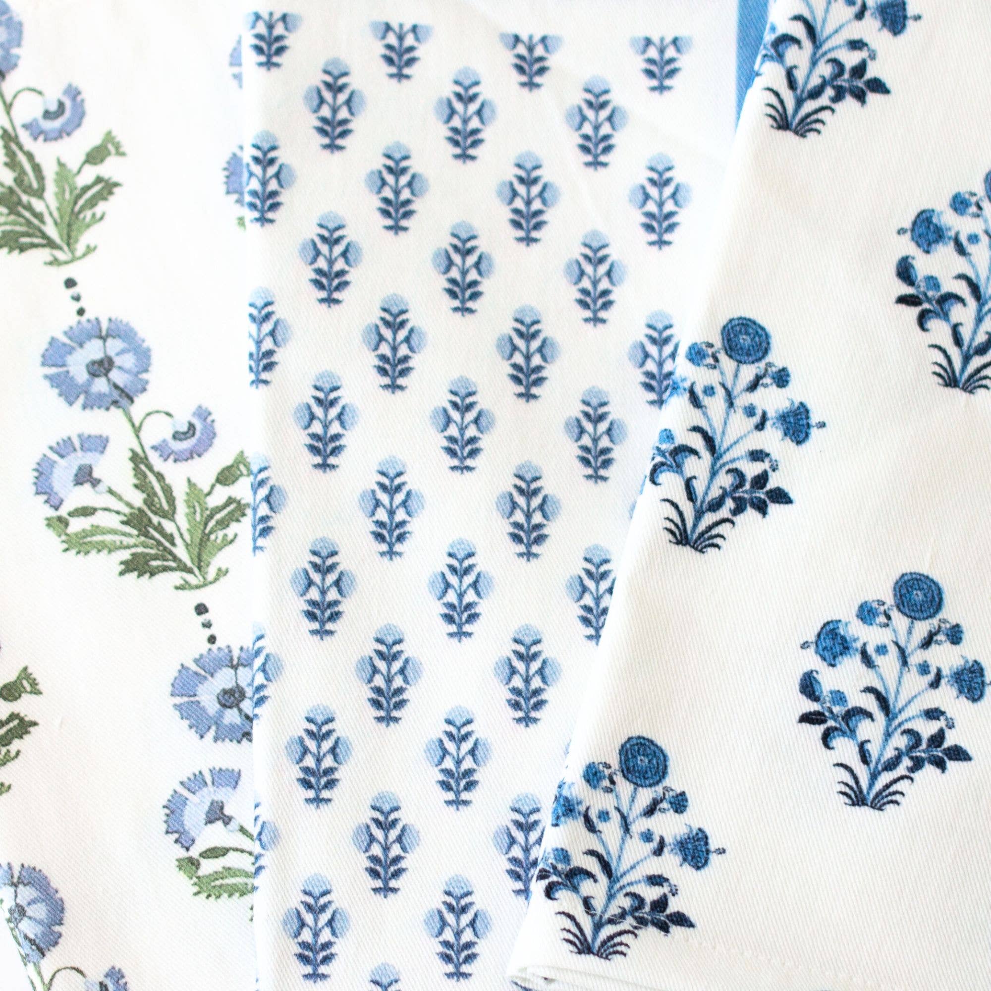 Tajik  Home  LLC - Wholesale Dinner & Cloth Napkin - Amalthea Blue Handcrafted Block Print Napkins - Set of 45