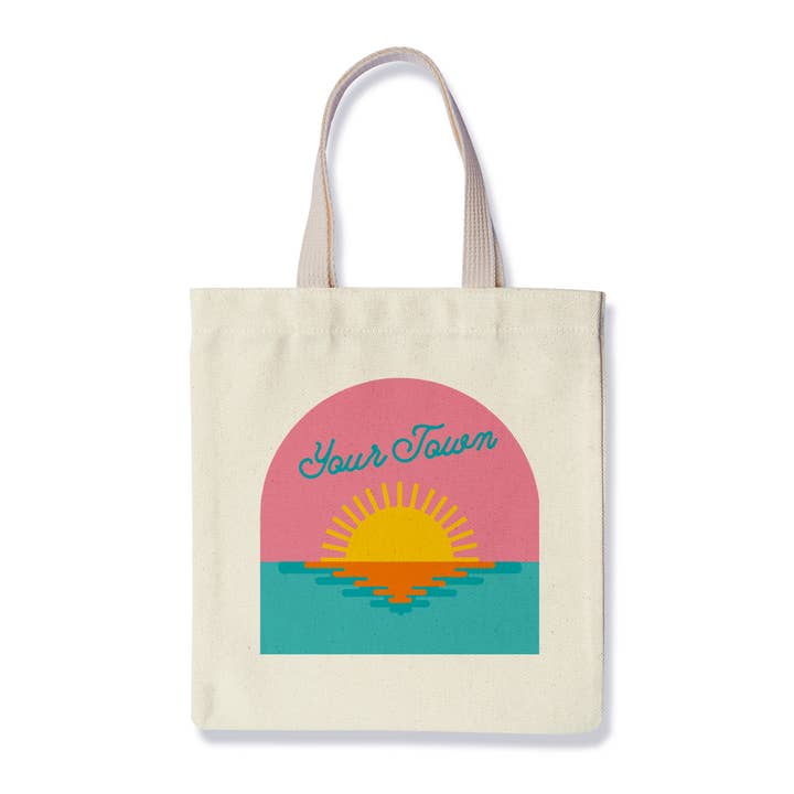 Personalized City Tote Bag - Reflecting Sun View for wholesale by Rock Scissor Paper