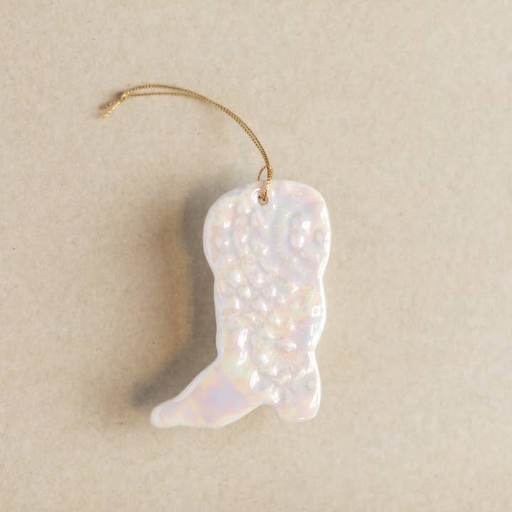 Ornamento de Bota Cowboy em Porcelana por atacado de Melodie Grace Pottery