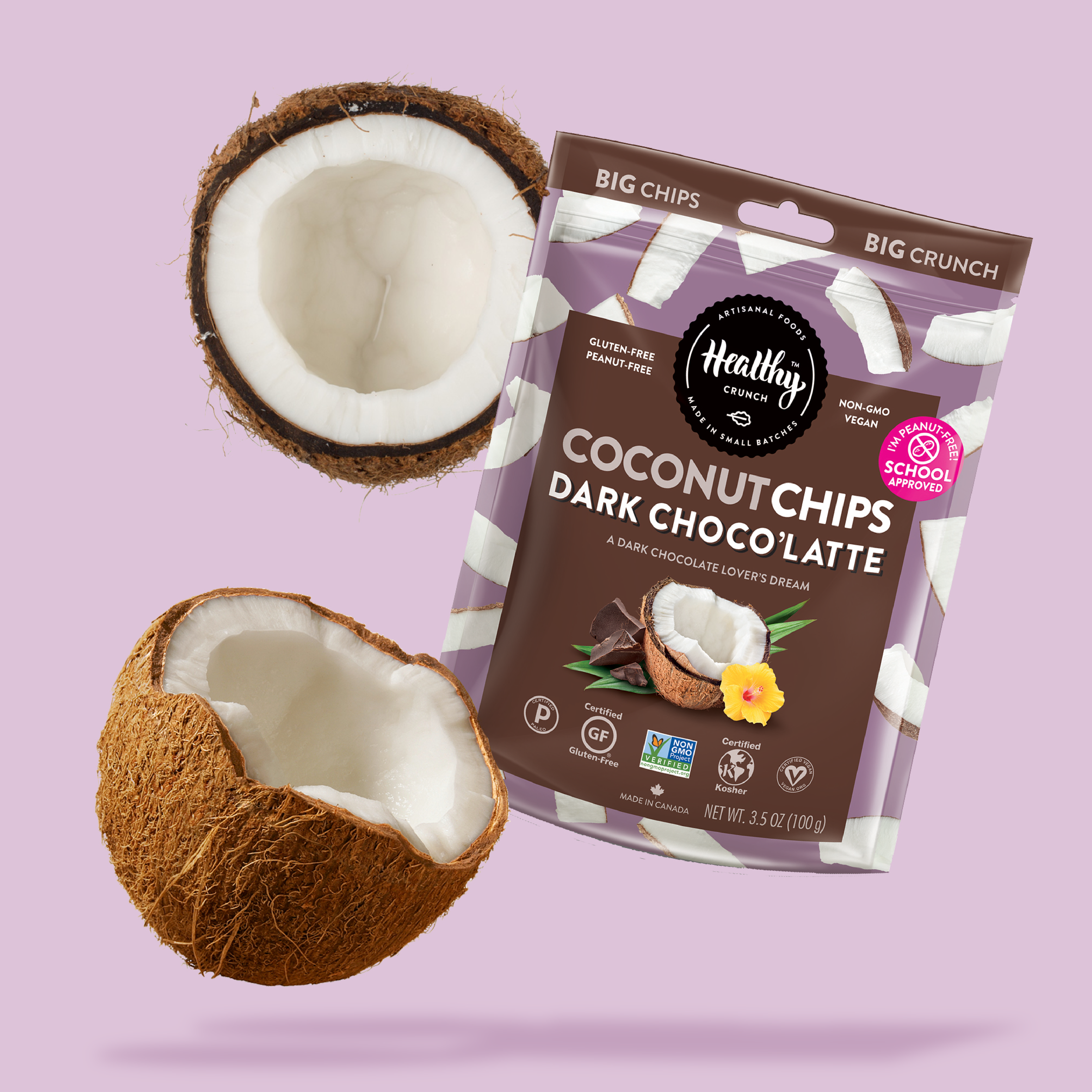 Healthy Crunch - Wholesale Chips - Dark Choco'Latte Coconut Chips5