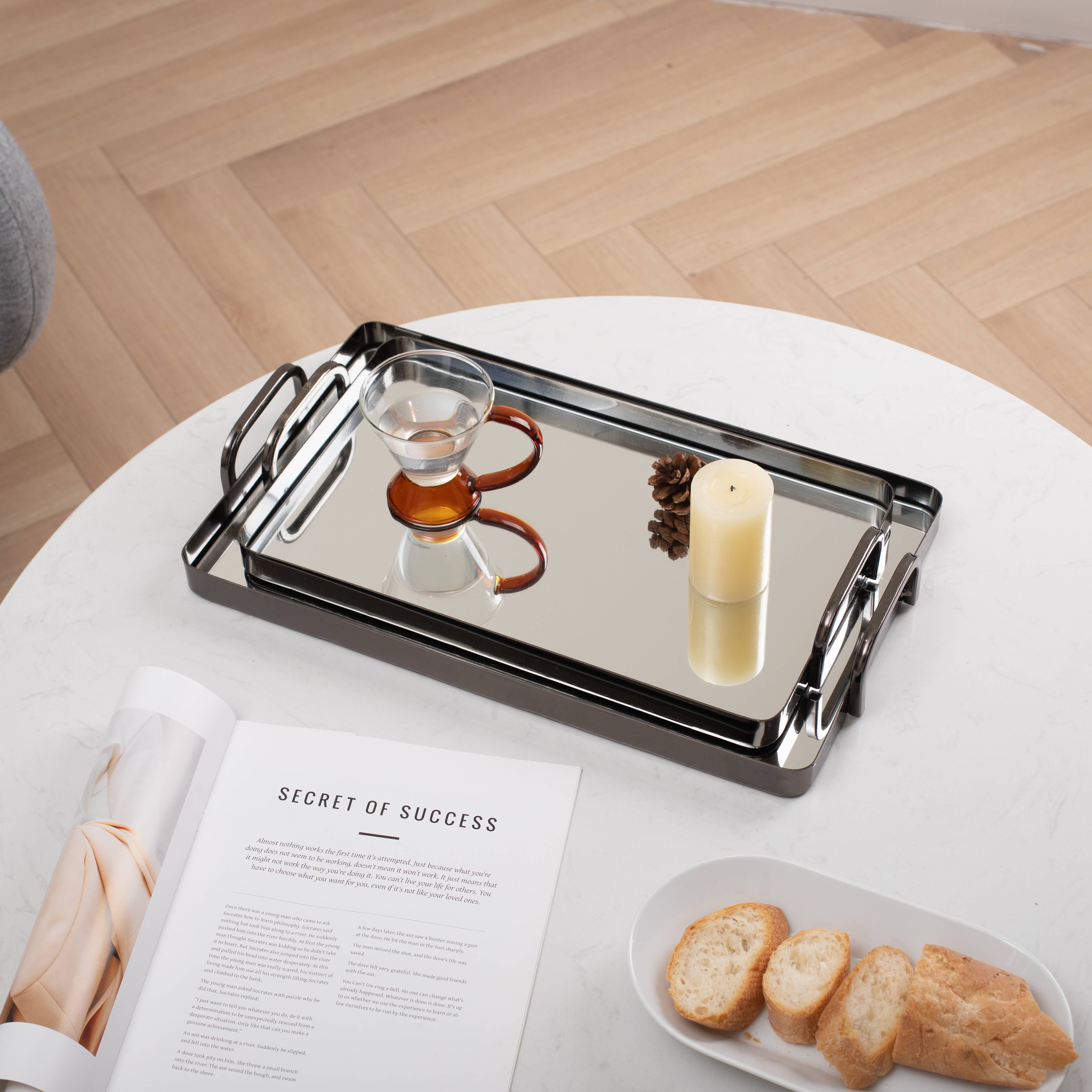 Cheungs Home Decor - Wholesale Decorative Tray - Nuvelle Set of 2 Metal Mirrored Trays23