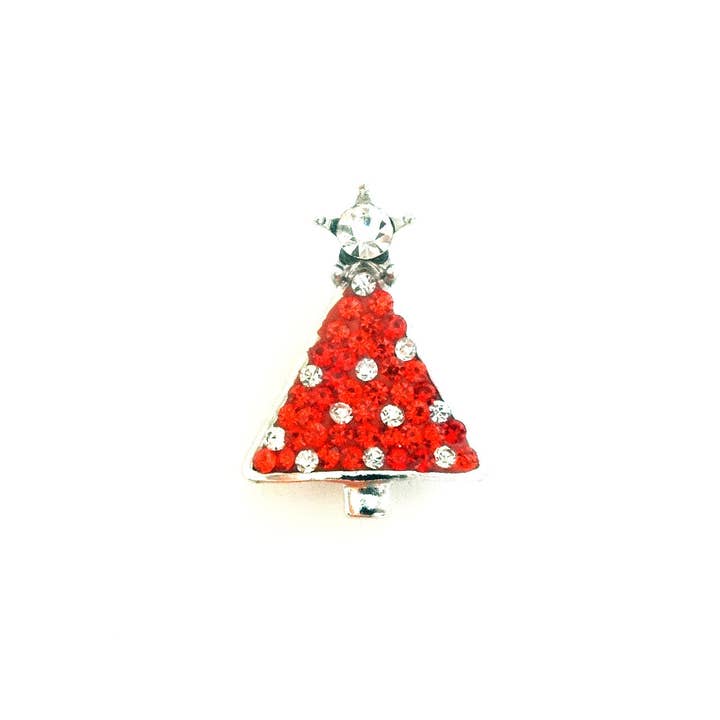 Snap Jewels by Laurent Scott - Wholesale Brooch - Christmas Tree Red Jewelled Snap Jewel