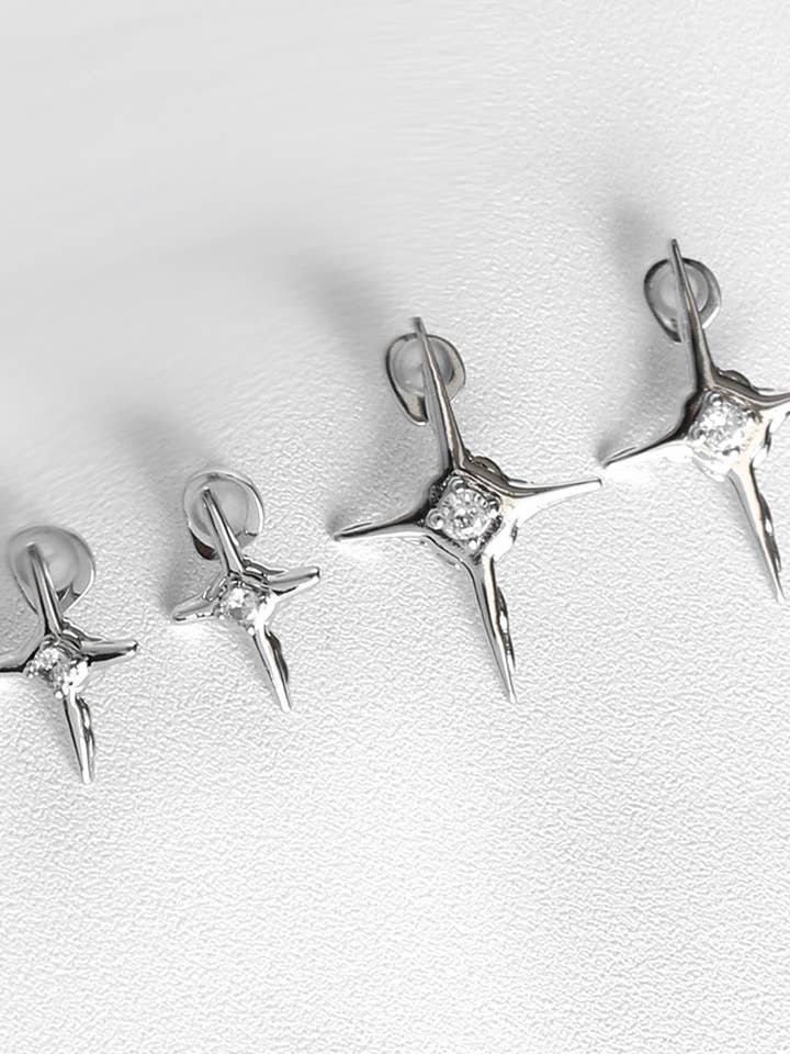 KINDNESS minimal silver Baptism earrings genderless techno g for wholesale by KINDNESS