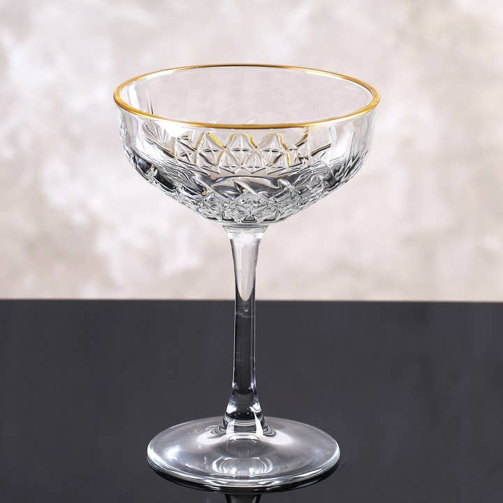 Gekleurde Art Deco Cocktailglazen, Goudgerande Vintage Coupe voor wholesale door Mory Design Store
