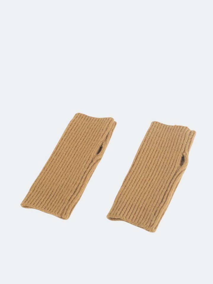 WOOL BLEND MITTENS, CAMEL COLOR for wholesale by Kbas