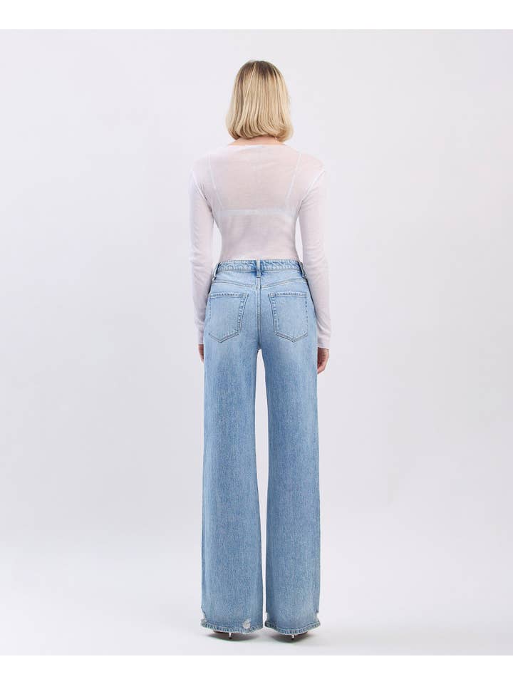 GENEALOGY SUPER HIGH RISE BAGGY WIDE LEG JEANS T6572 for wholesale on Faire