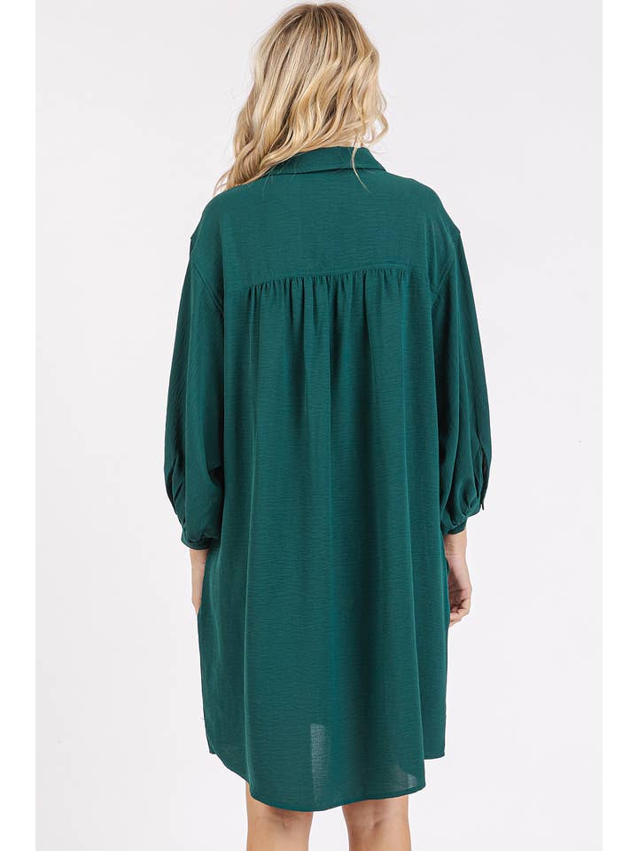 mittoshop - Wholesale Dress - Women's - AIRFLOW 3/4 SLEEVE BUTTONED SHIRT MINI DRESS