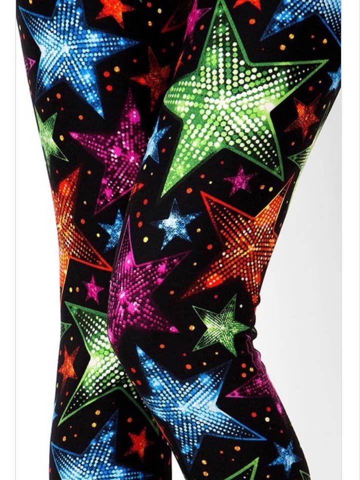 Leggings Neon Star Print TAMANHO ÚNICO por atacado de Love 4 Leggings