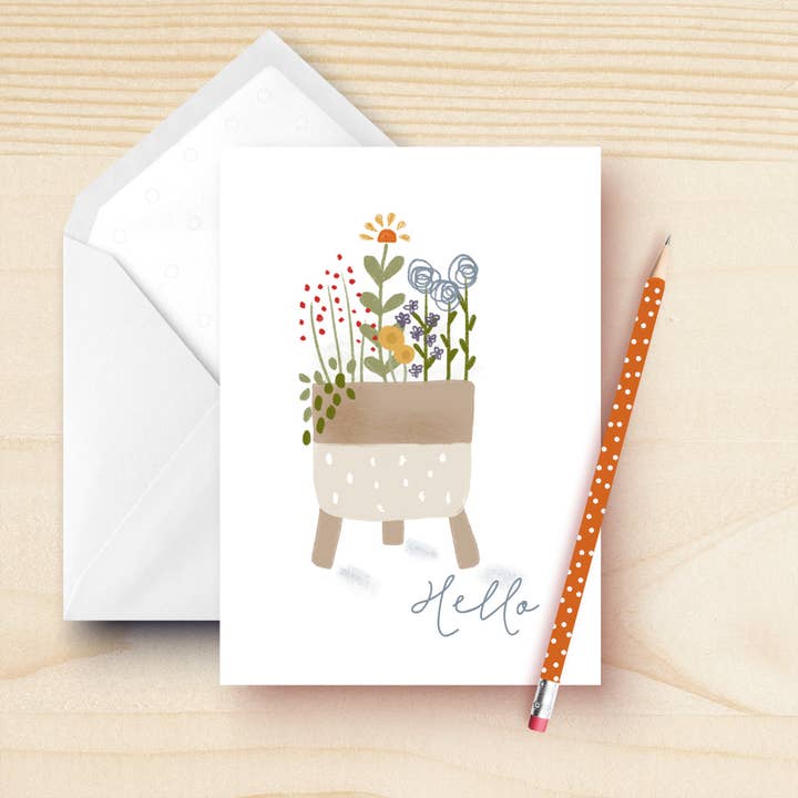 Hello Houseplant Greeting Cards for wholesale by Kathrin Legg