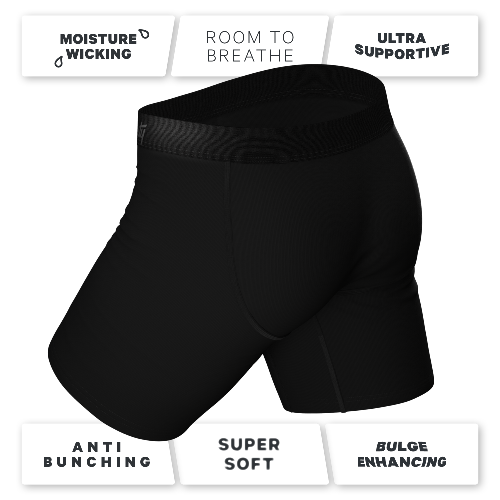 Shinesty, Inc – Roupa interior - Homem por atacado – O 009 | Boxer com Bolsa Ball Hammock® e Braguilha, Preto, Tuxedo Long Leg3