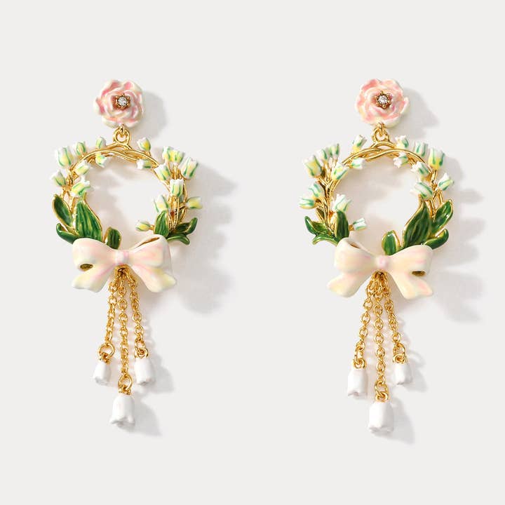 Maiglöckchen-Schleifenohrringe für den Großhandel von Verdivine