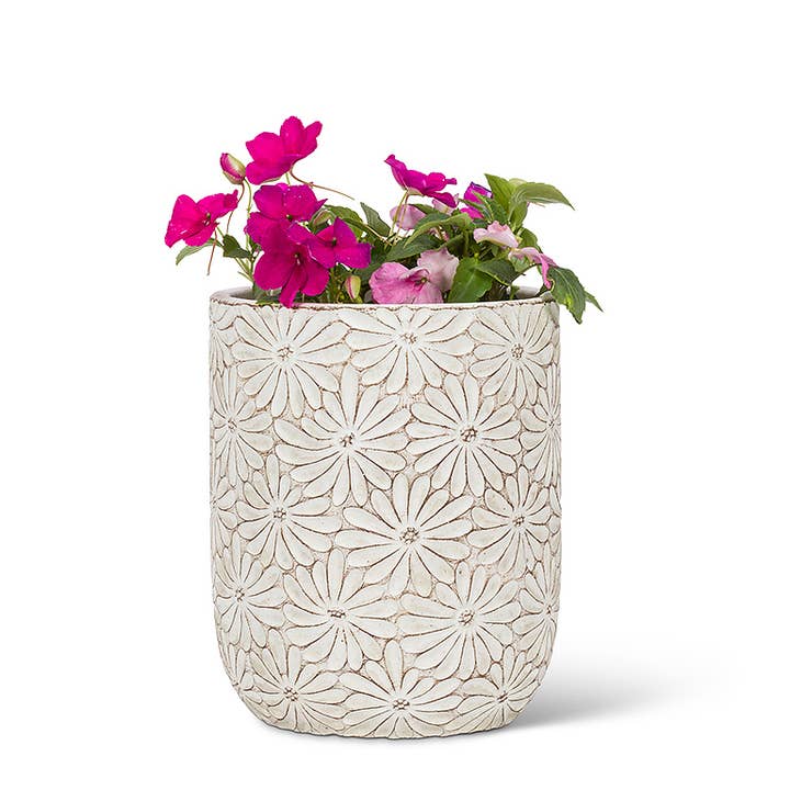 Abbott - Wholesale Plant Pot - Sm Wht Daisy Vase/Planter-6.5"H3