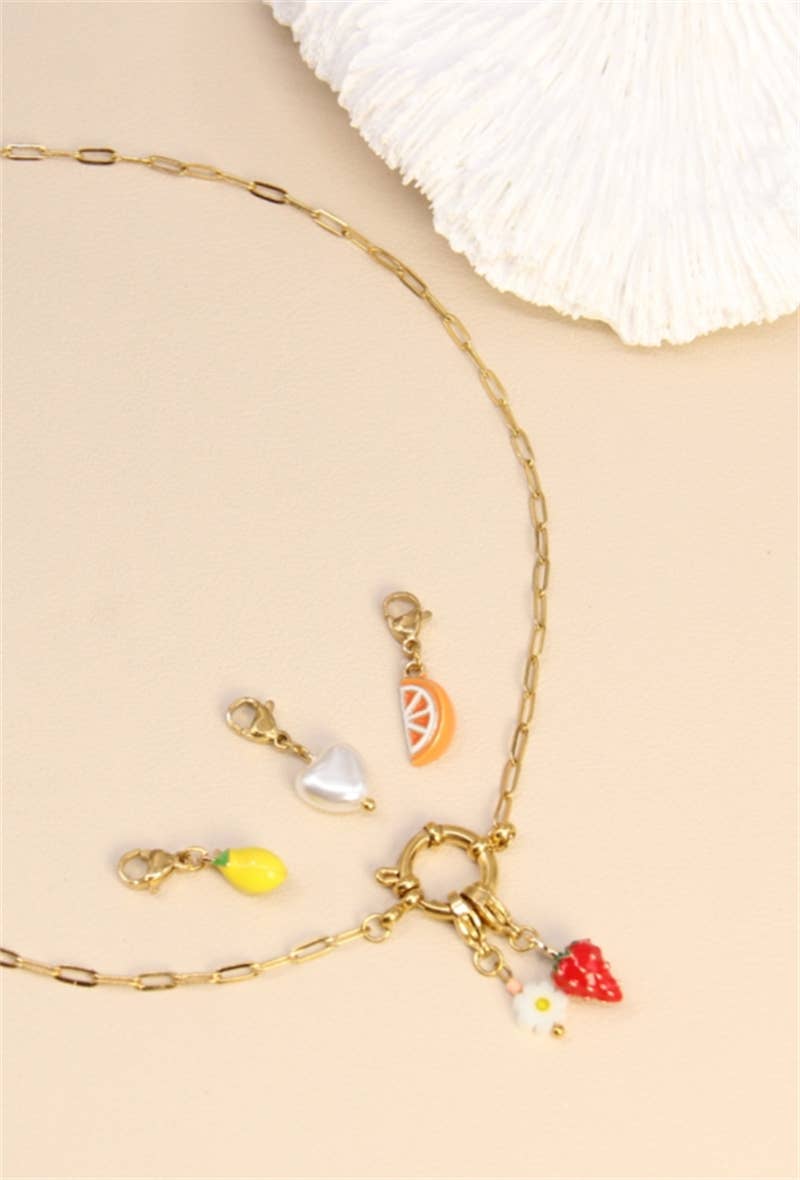 golden Customizable Fruity Shine Charm Necklace for wholesale on Faire1