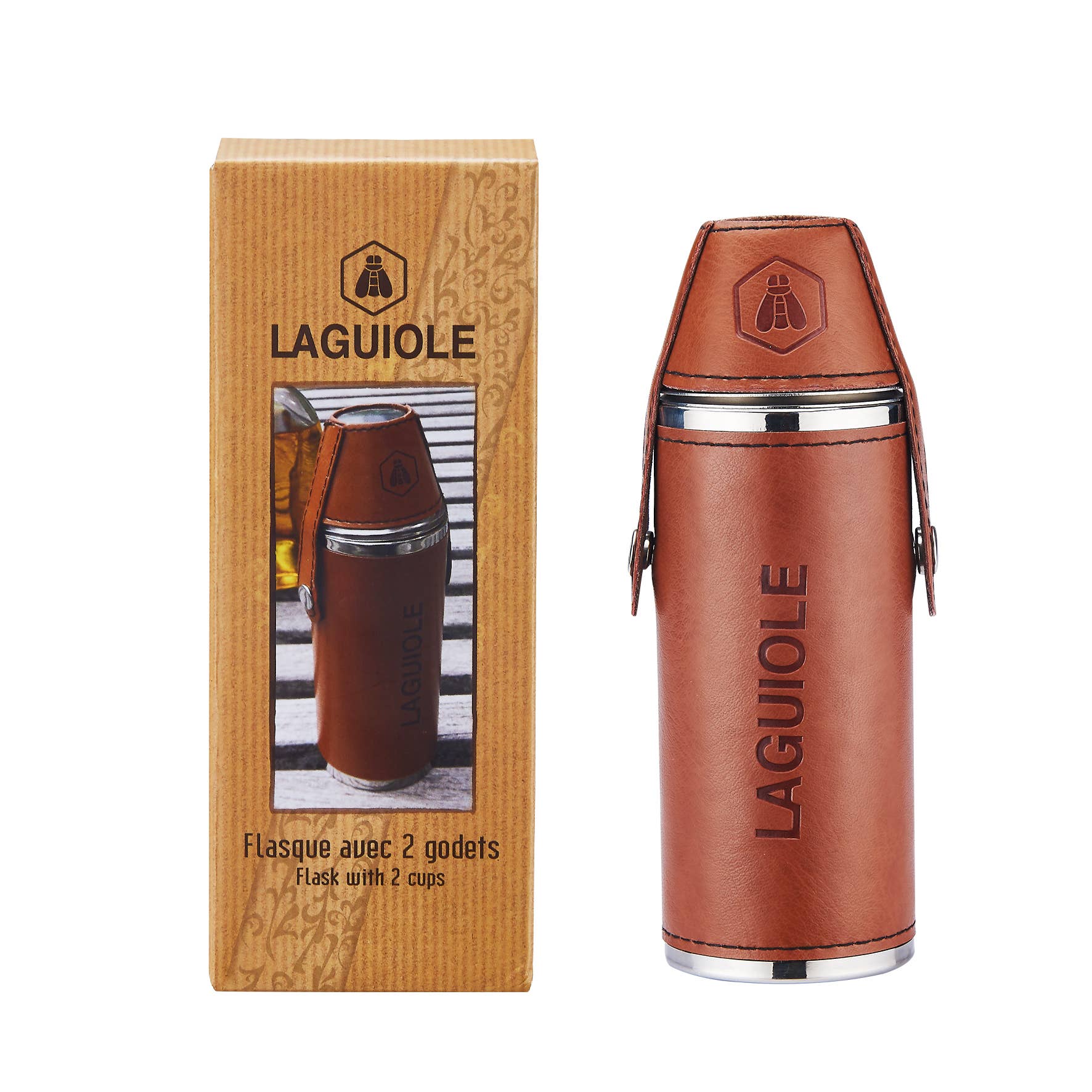 Laguiole - Wholesale Flask - Laguiole Alcohol Flask with 2 Glasses7