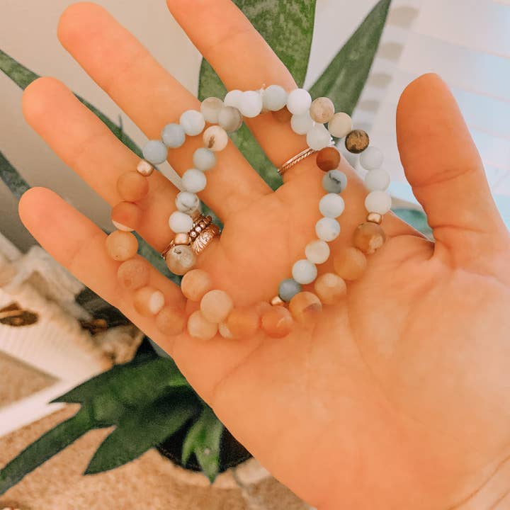 Coastal Gemstone Beaded Bracelet for wholesale by driftaway jewelry