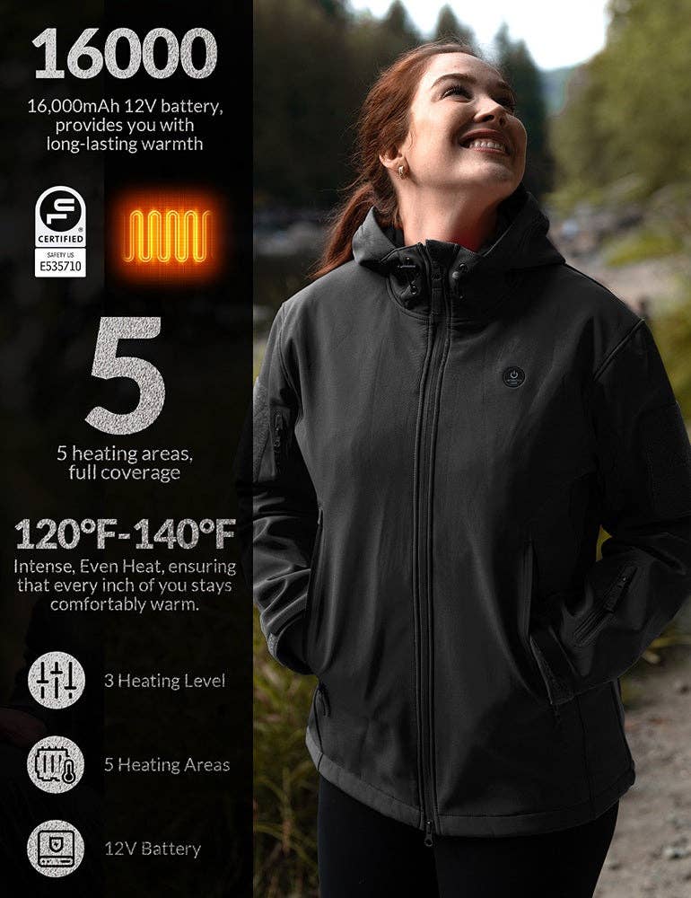 Antarctica Outdoors - Wholesale Jacket - Women's - ANTARCTICA GEAR Heated Jacket for Women, Winter Coat Soft Shell Heating Hood Jacket3