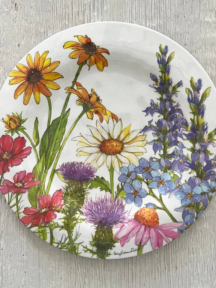 Wildflower Floral Garden Bamboo Dinner Plate for wholesale by Bamboo Table