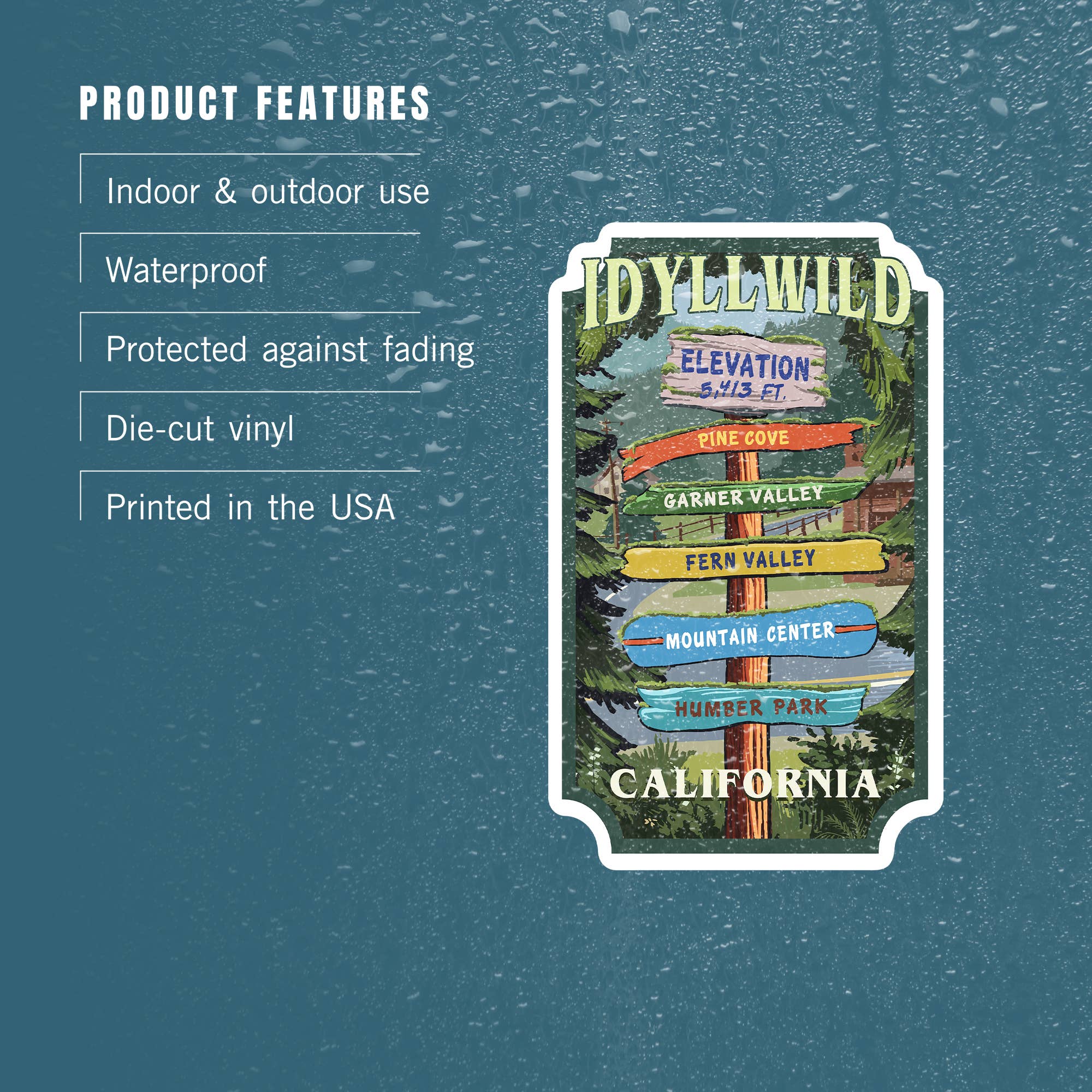 Lantern Press - Wholesale Sticker - STICKER Idyllwild, California, Destination Signpost3