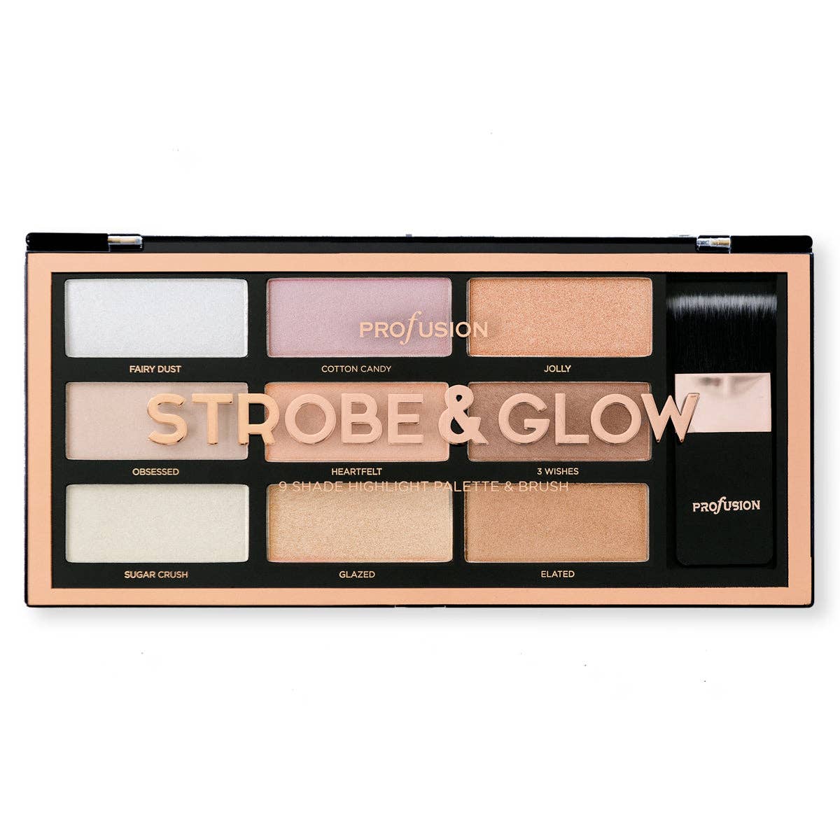 Profusion Cosmetics - Wholesale Makeup Highlighter - STROBE & GLOW - The Artistry 9 Shades Highlight Palette0