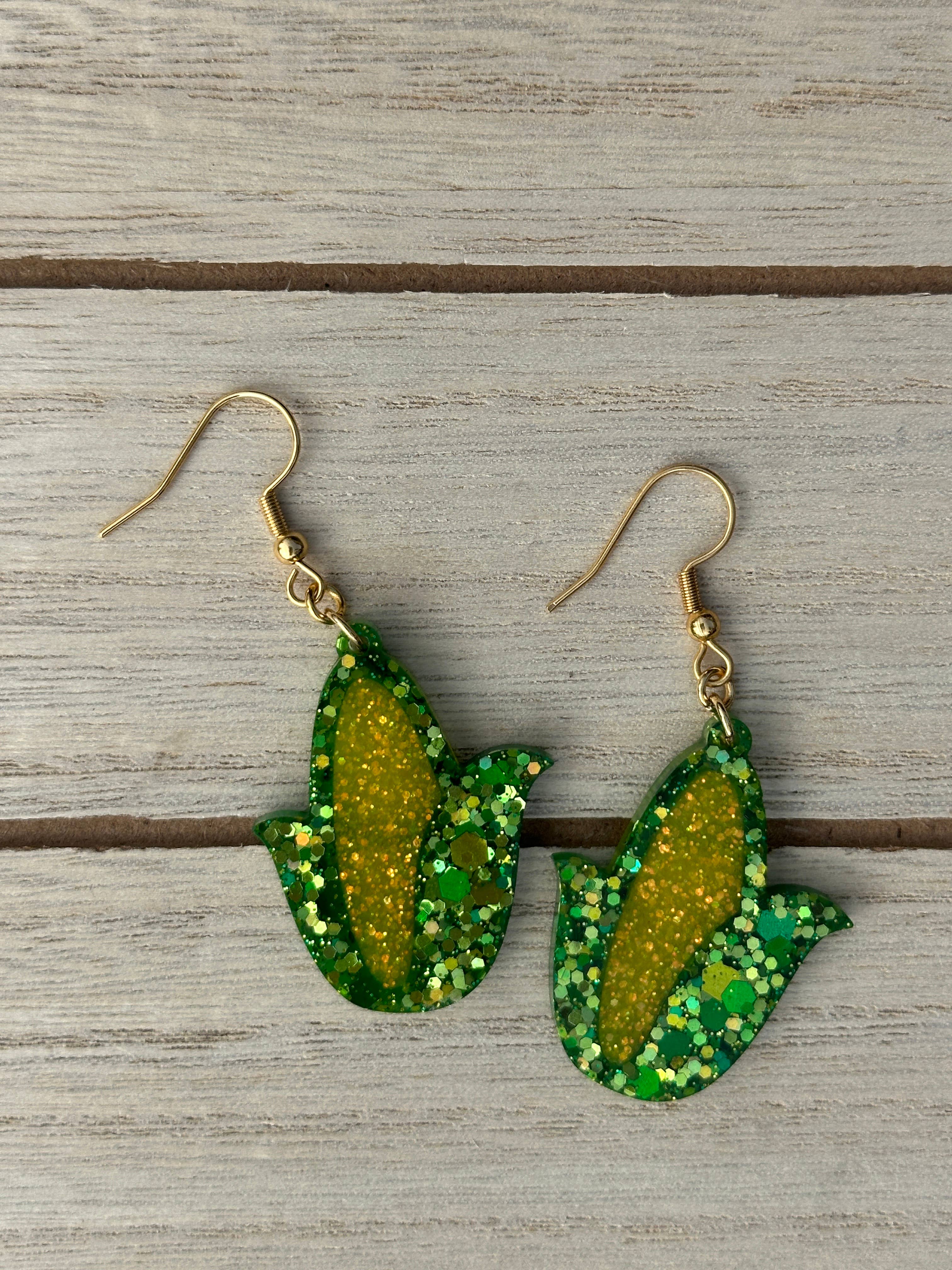 Black Martha Crafts – Brincos de argola por atacado – Milho - Brincos Pendentes com Brilho