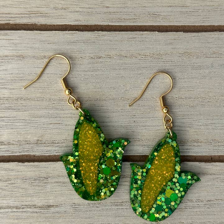 Black Martha Crafts - Wholesale Dangle Earrings - Corn - Glitter Dangle Earrings