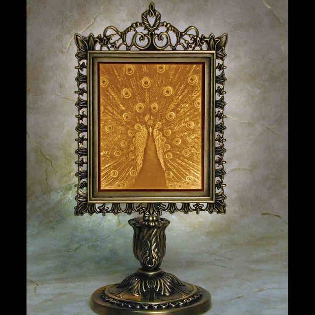 Peacock Porcelain Lithophane Victorian Accent Lamp for wholesale by The Porcelain Garden Inc.