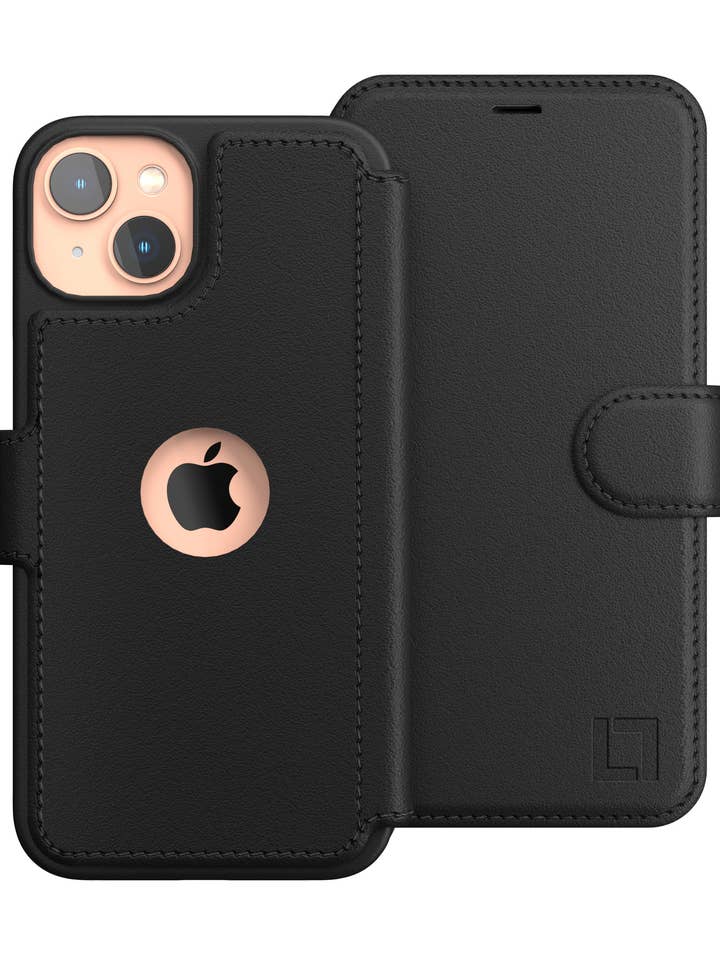 iPhone 15 Plus Leather Wallet Case - Black for wholesale by LUPA Legacy