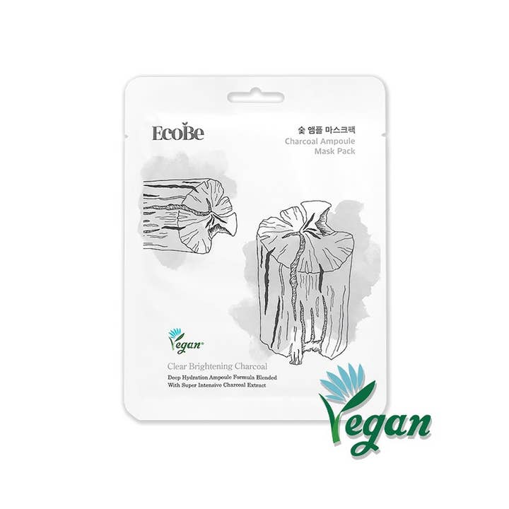 PINEAPPLE Beauty - Wholesale Skincare Face Mask - EcoBe Charcoal Ampoule Mask Clear Brightening - 10 pcs