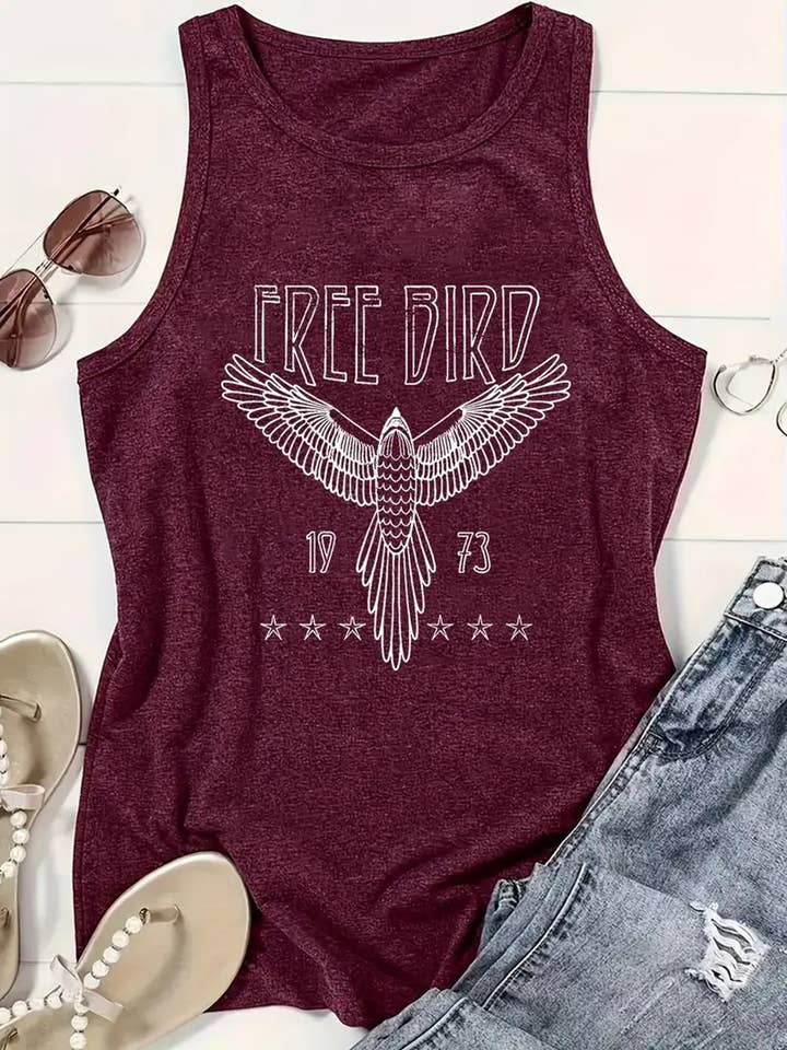 Rosa Clothing - Wholesale Tank Top - Women's - Free Bird & Rock graphic tank top