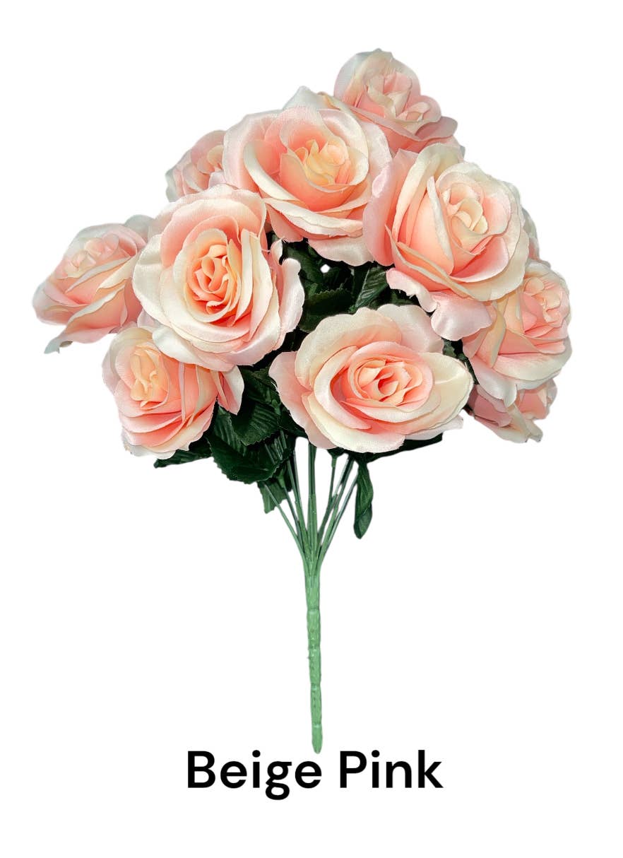 Thompson Wholesale - Wholesale Artificial Flowers - Color Fast Lillian Open Rose Bush (30 PK)5