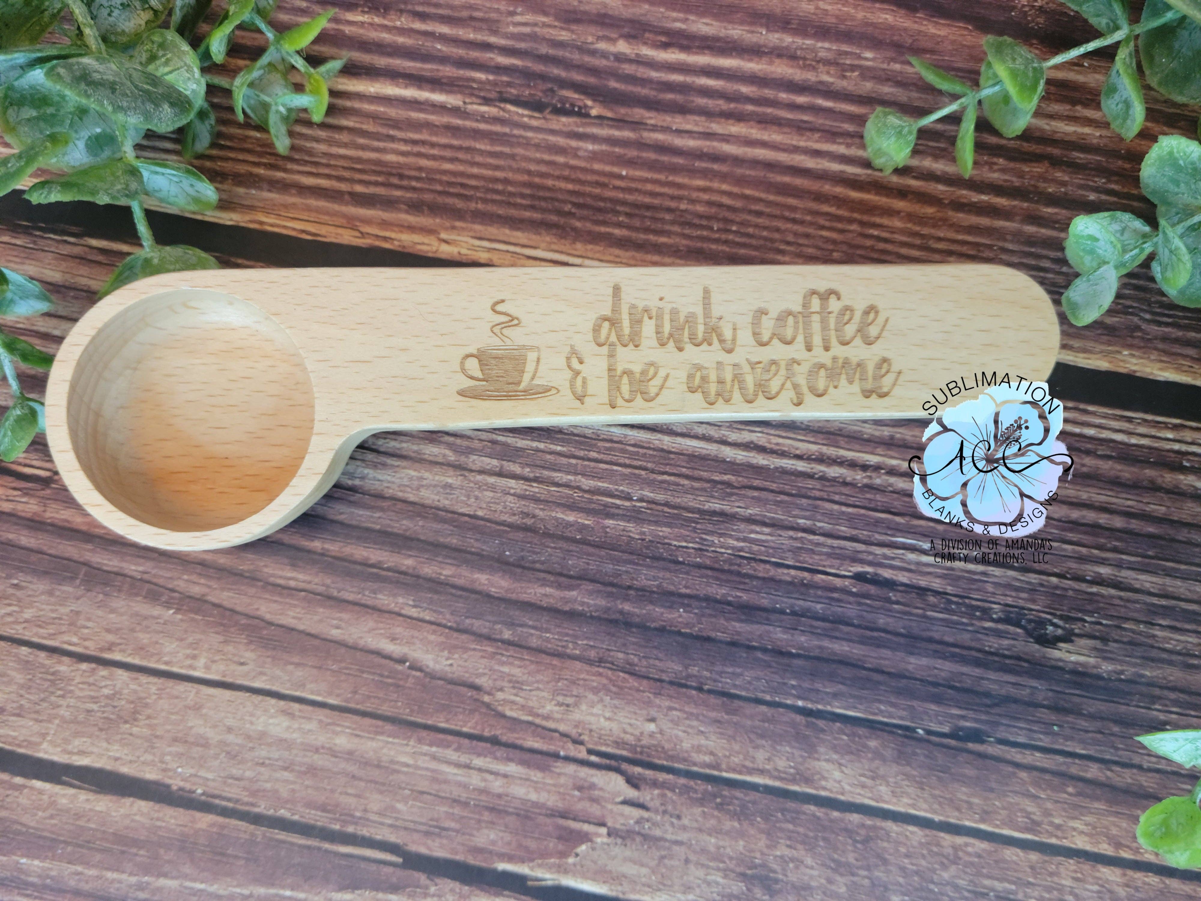 ACC Sublimation Blanks – wholesale Measuring cup – Wood coffee measuring cup and clip, coffee bag clip, measuri1