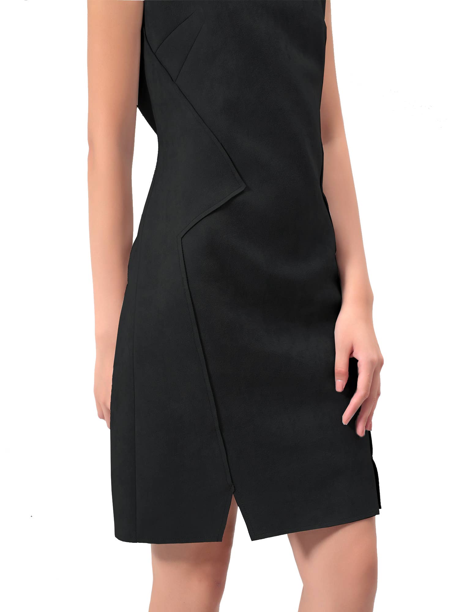 Smart and Joy – Engroshandel Kjole - Dame – Struktureret ruskindsdress med høj V-udskæring og skulderpuder W982413