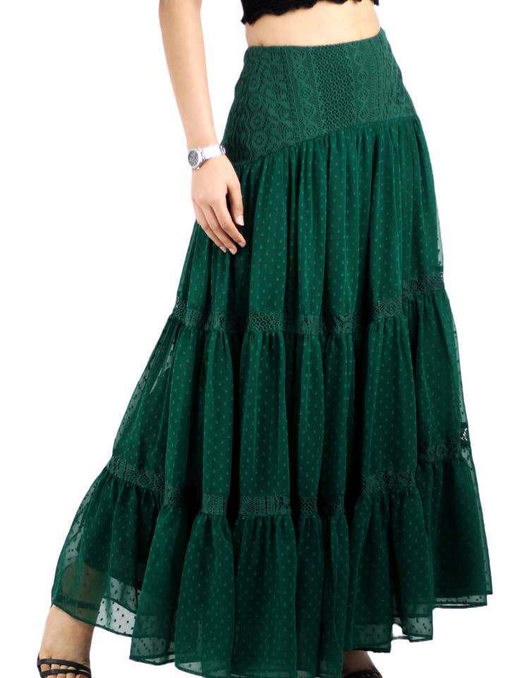 Falda Artyska para mujer, estilo bohemio, cintura alta, en forma de A, con capas fluidas para venta al por mayor de Artyska