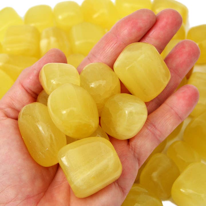 Lemon Calcite Small Tumbled Stone (250g, 500g, 1000g) for wholesale by Kaia & Crystals