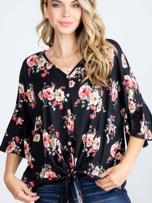 Tunique rayée boutonnée à manches évasées pour la vente par Rose Mellow Fashion