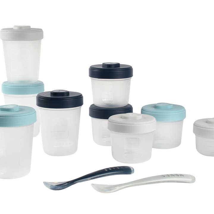 BEABA Clip Containers Set of 12 + Spoons, Rain for wholesale by BEABA & Childhome