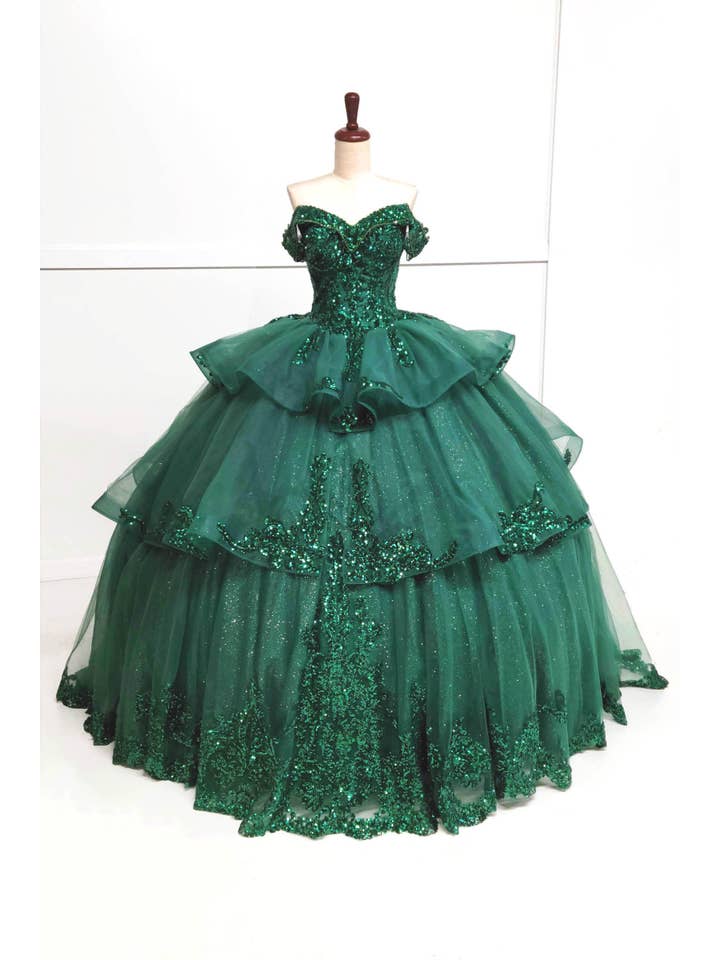 Chicas - Wholesale Dress - Women's - Multilayered Quince Dress With Bow and Sequins CHF3063