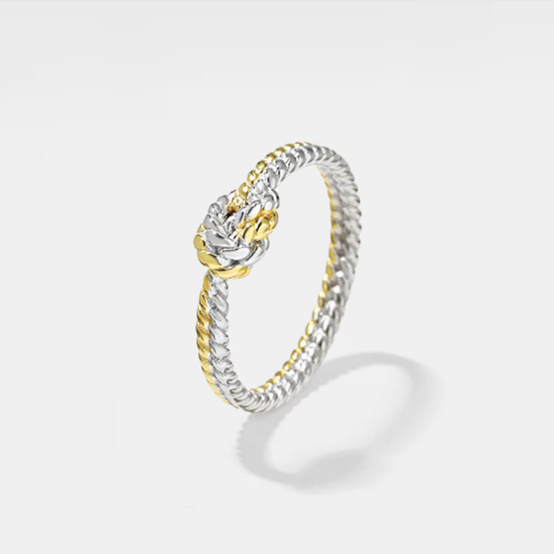Perimade & Co. LLC - Wholesale Band/Stacked Ring - Two-Tone Twist Rope Knot Band Ring in 925 Sterling Silver2