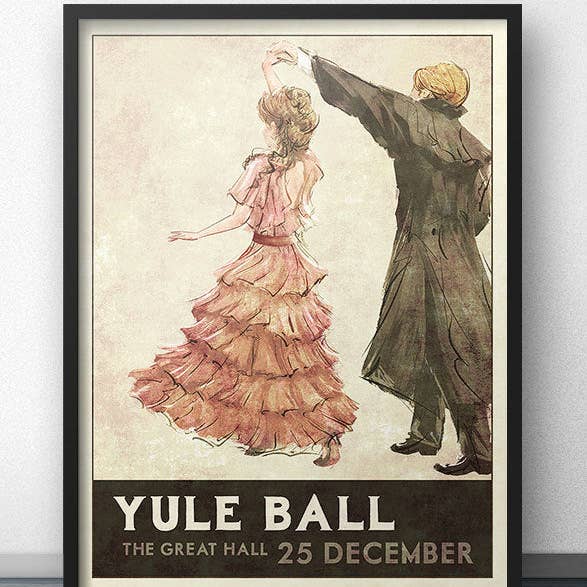 WindowShopGal – wholesale Art print – Yule Ball Poster - Pink Dress (for Harry Potter fans)0
