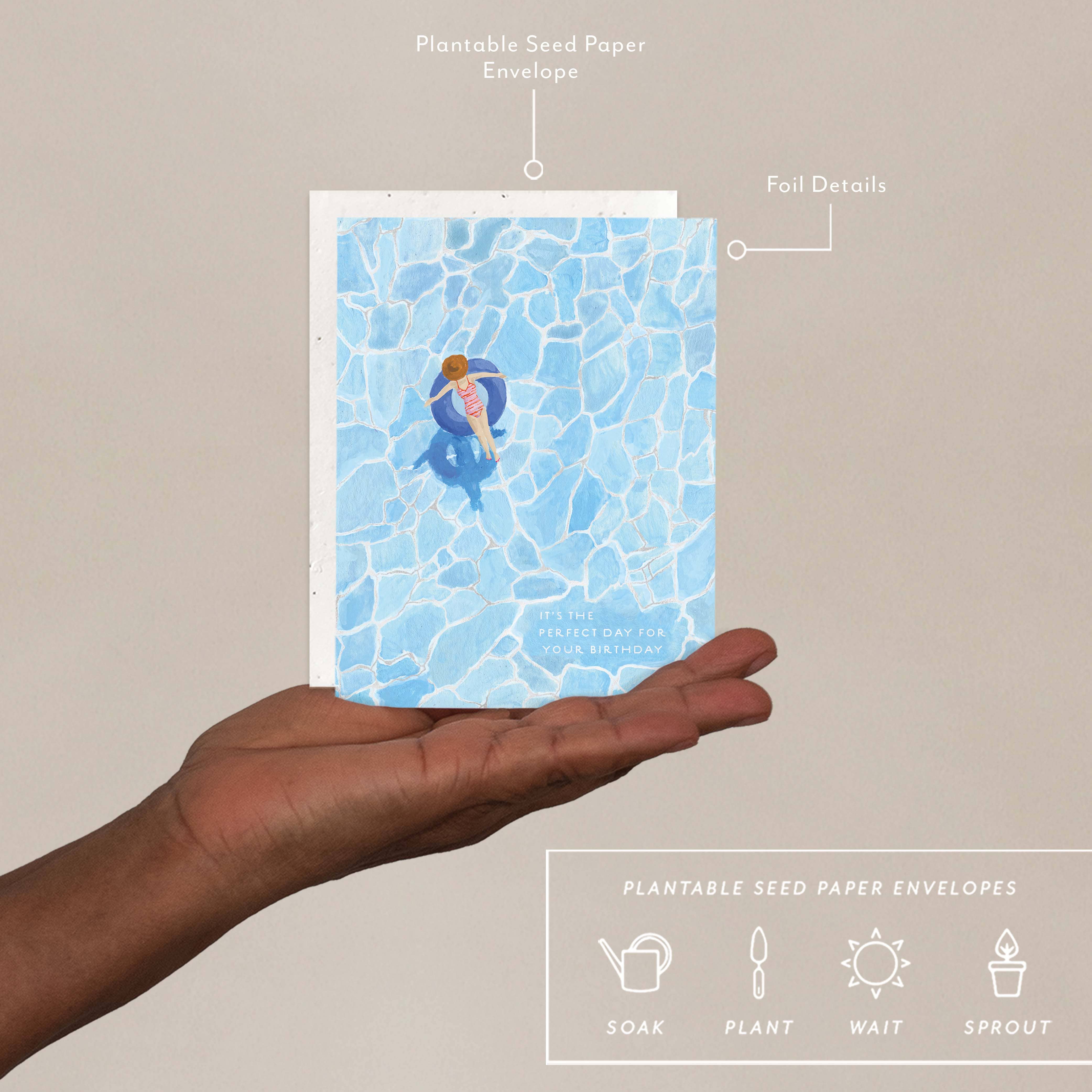 Seedlings - Vente Cartes d'anniversaire - Journée à la piscine - Carte d'anniversaire1