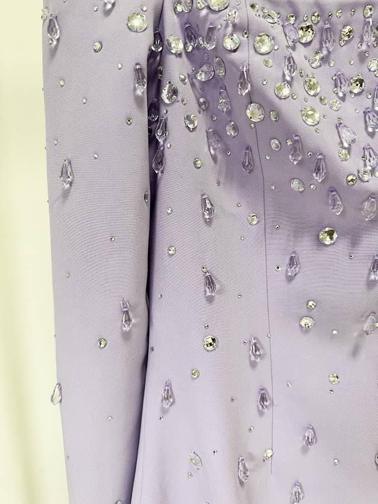 Productseeker – Vestido comprido - Mulher por atacado – Vestido amarelo DR745Y com decote quadrado e diamantes aplicados à mão7