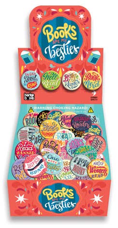 Gibbs Smith - Wholesale Lapel Pin/Button - Books Are My Besties Button Box - counter display1