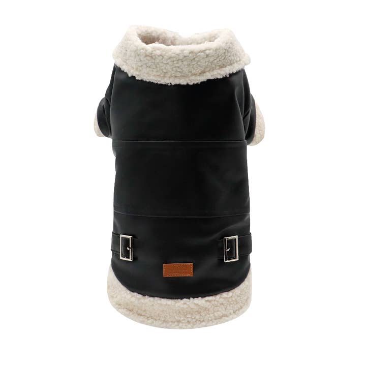 Rockjakke til hunde i kunstlæder med sherpa-foring for engroshandel hos Croci